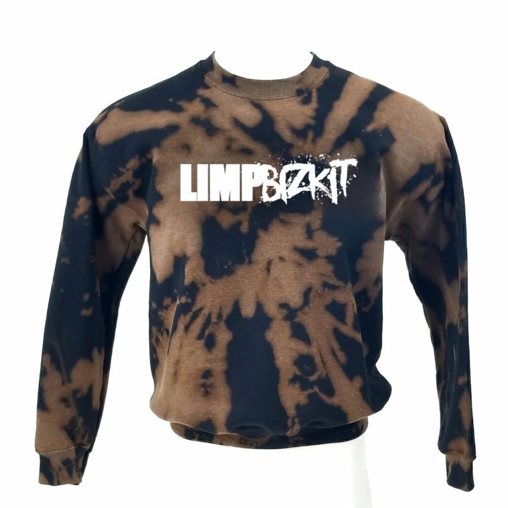 LIMP BIZKIT Rock Band Acid Wash Distressed Pullover Crewneck Sweatshirt rap tee